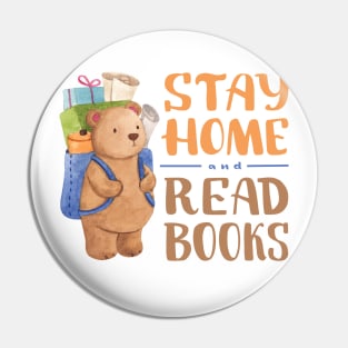 Stay Home And Read Books, Cute Animal Illustration Pin