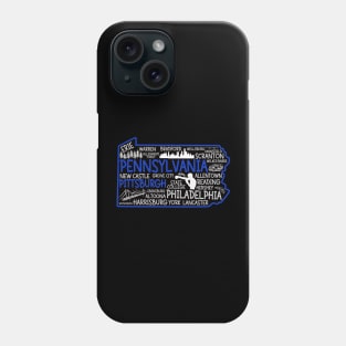 Pittsburgh Pennsylvania cute map, Allentown, Erie, Reading, Bethlehem, Scranton, Lancaster, Levittown, Harrisburg, Phone Case