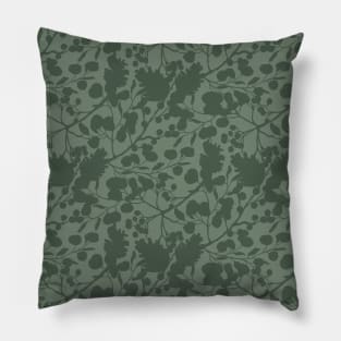 Sage Silhouetted Winter Leaves Pillow