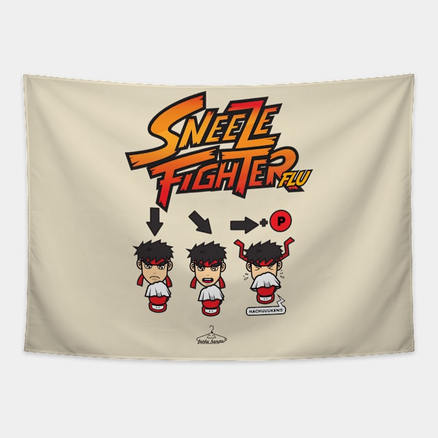 Sneeze Fighter Flu Tapestry by FunkyHanger