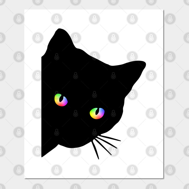 Black Cat Face Rainbow Eyes Watching Funny Cat Lovers Gifts