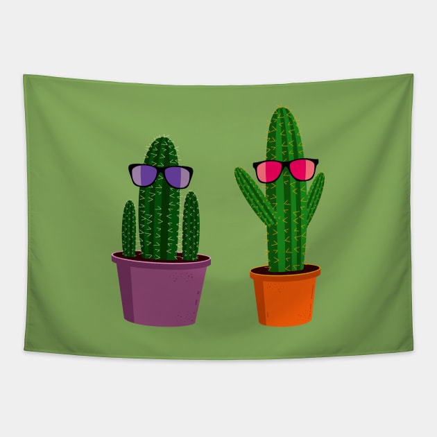 Two funny cartoon cacti Tapestry by hyperactive