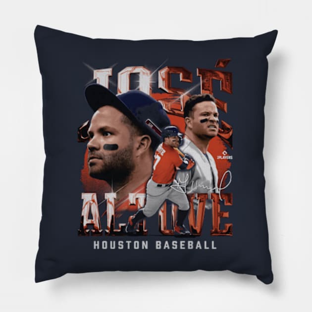 Jose Altuve Houston Vintage Pillow by Jesse Gorrell