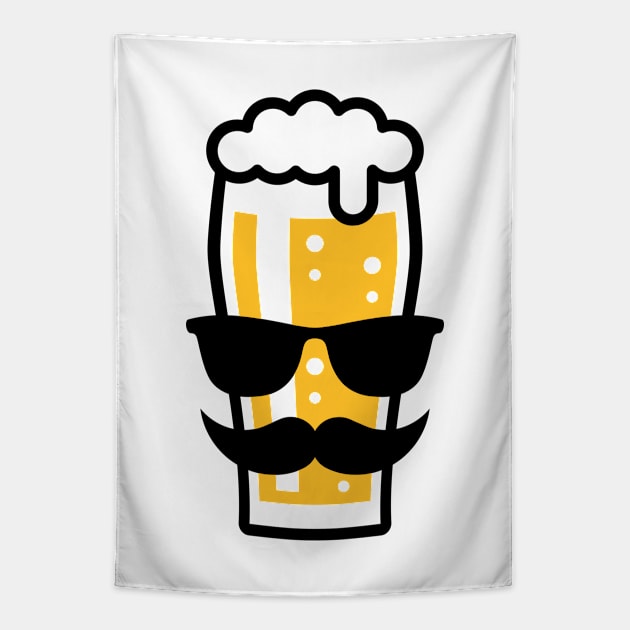 Beer Glass With Sunglasses & Moustache (Funny / 2C) Tapestry by MrFaulbaum