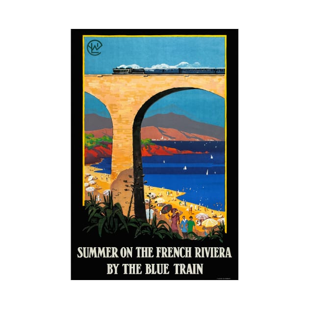 French Riviera Blue Train France Vintage Travel Poster by vintagetreasure