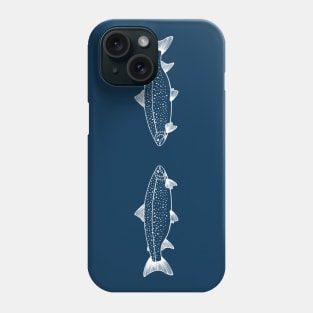 Landlocked Salmons in Love - cute and cool fish ink art Phone Case