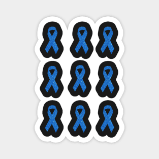 Blue Faux Glitter Awareness Ribbon Pack Magnet