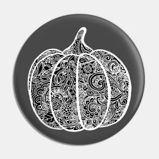 Pumpkin Zentangle - White Pin