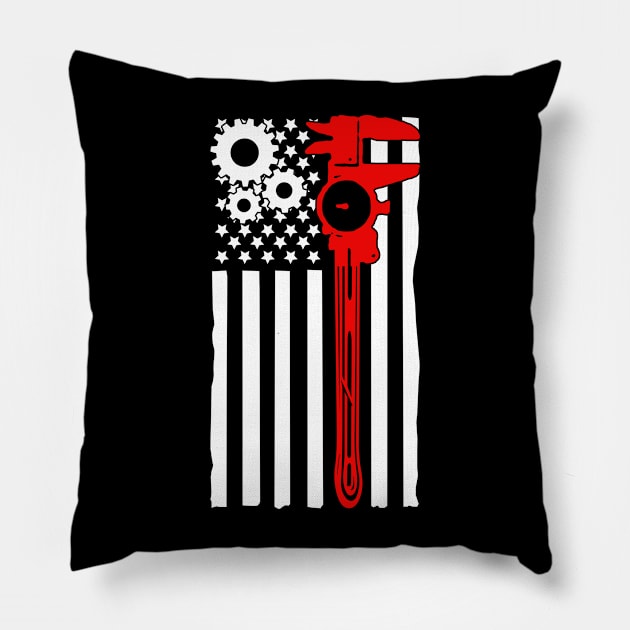 Machinist Shirt Machinist American Flag Shirt Machinist Lover Pillow by Nikkyta