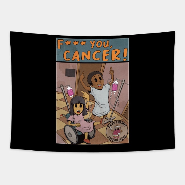 F YOU, CANCER! Tapestry by blackdrawsstuff