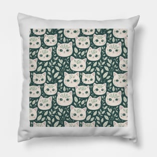 Elegant Cat Floral Pattern Pillow