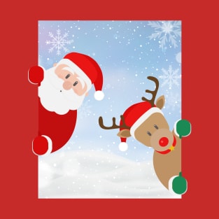 Curious Santa and Rudolf T-Shirt