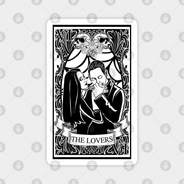 Gomez and Morticia Addams Tarot Card (The Lovers) Magnet by MojonMan
