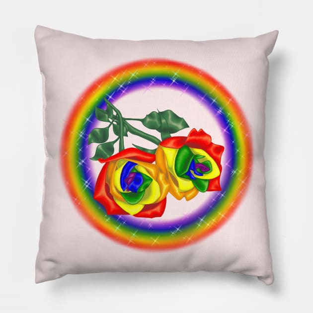 Gay pride roses Pillow by HauntedIndigo