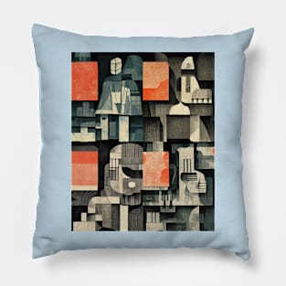 Cubism in Shades of Grey Pillow