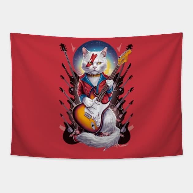 Ziggy Stardust Cat Tapestry by CustomCraze