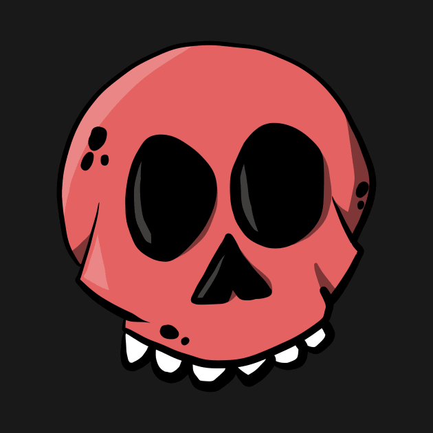 Cartoon Skull red Comic Skeleton by Foxxy Merch