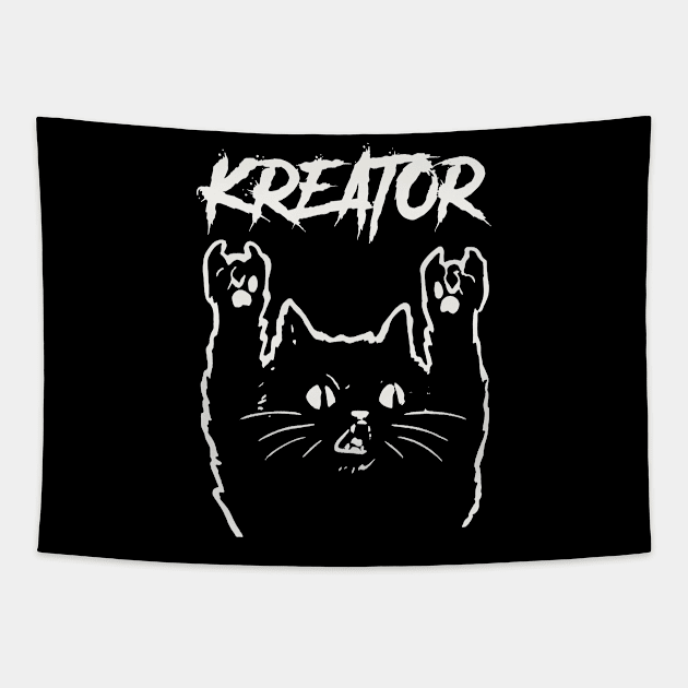 kreator metal cat Tapestry by bubur ayam