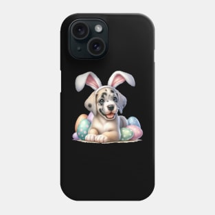 Puppy Great Dane Bunny Ears Easter Eggs Happy Easter Day Phone Case