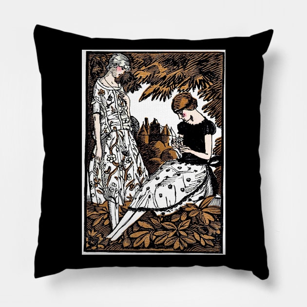 A Rest In The Wood 1920s Fashionable Women Today, Fernand Siméon Pillow by rocketshipretro