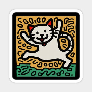 Funny Keith Haring, Happy Cat Magnet