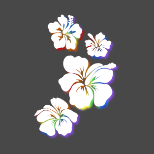 Hibiscus white with rainbow accents T-Shirt