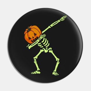 Dabbing Skeleton Pumpkin Glow Pin