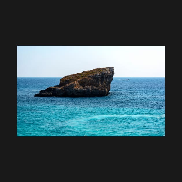 Rock in cyan water of Mediterranean sea by lena-maximova
