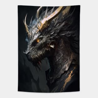 Dragon Portrait Animal Nature Wildlife Dark Painting Wild Spirit Tapestry