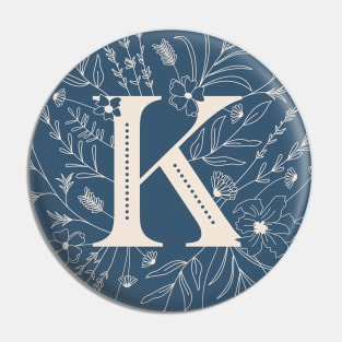 Botanical Letter K (Lake Blue) Pin