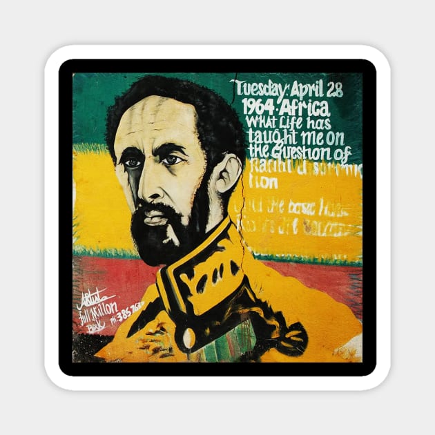 Haile Selassie Painted Sign Magnet by LionTuff79