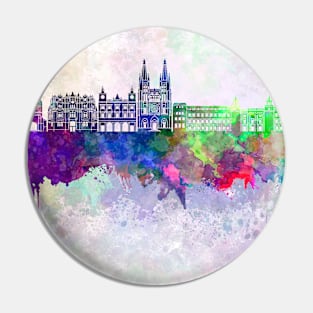 Burgos skyline in watercolor background Pin