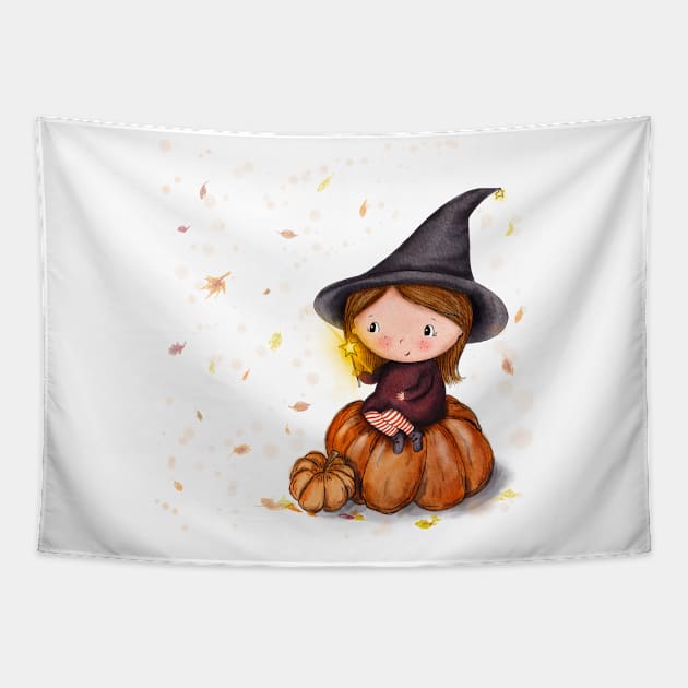 Pumpkin witch Tapestry by Iriska_Bantikova