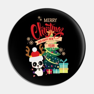 Cute Happy Panda Receives Many Christmas Gifts Pin