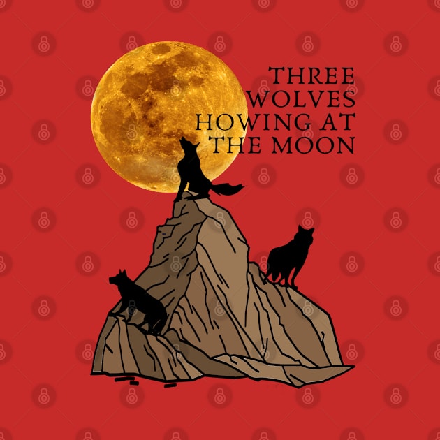 Three wolves howling at the moon t shirt by Narot design shop