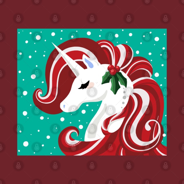 Candy Cane Holly Unicorn by Lady Lilac