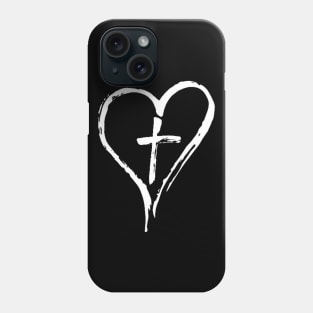 Heart and Christian Cross Christian Design Phone Case