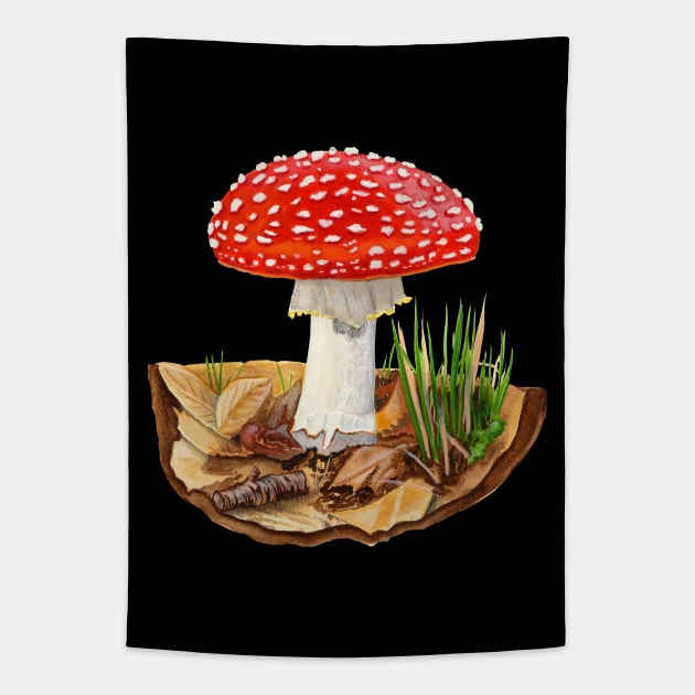 MUSHROOM ART SERIES: Fly Agaric (Amanita muscaria) Tapestry by Colette