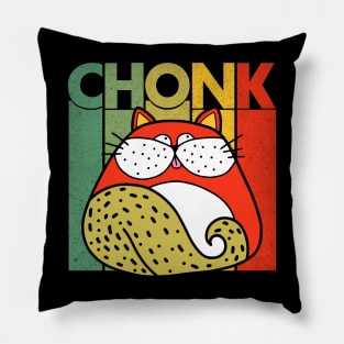 Chonk Cat Retro Style Fat Cat Vintage Pillow