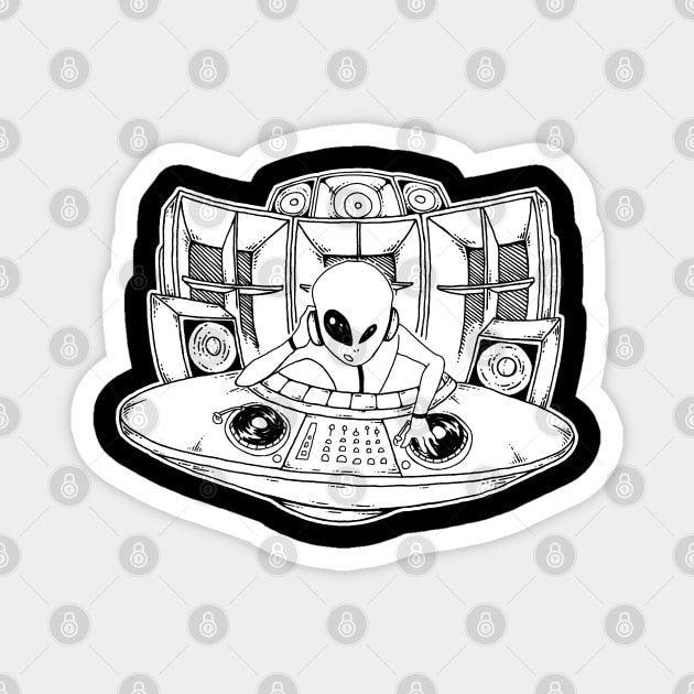 Alien Vinyl DJ Raver Ufo Magnet by T-Shirt Dealer