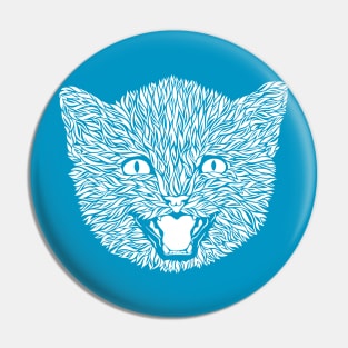 Fluffy White Kitten Grin Pin