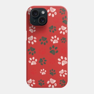 Christmas paw print Phone Case