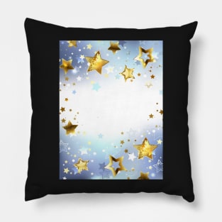 Golden Stars on a Light Background Pillow