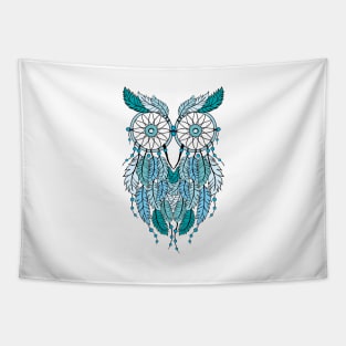 Blue Dream Catcher Owl Tapestry