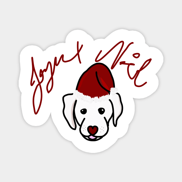 Puppy christmas bonnet (fond blanc) Magnet by GribouilleTherapie