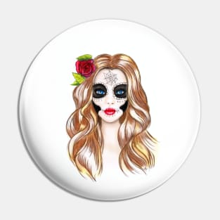 pencil drawing sugar skull girl Pin