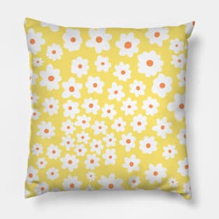 Yellow Pastel White Daisy Floral Pattern Sprint Vibes Pillow