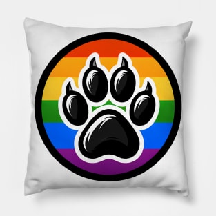 LGBTQ Furry Pride Pawprint Logo Pillow