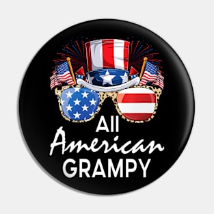 All American Grampy 4th of July USA America Flag Sunglasses Pin