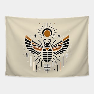 Scarab Beetle Minimal Egyptian Hieroglyphic Occult Esoteric Tapestry